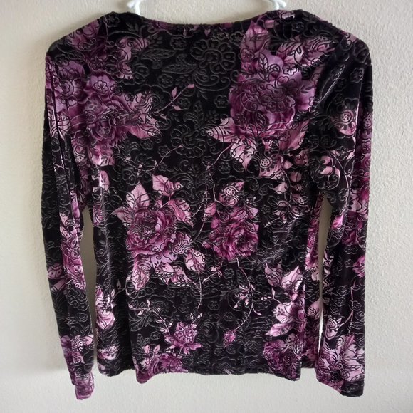 Susan Lawrence Elegant Ruffled Top, Velvet, V-neck - Picture 2 of 2